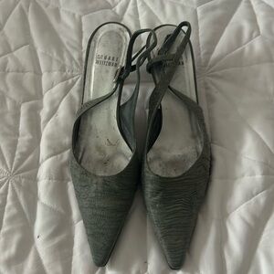 Stuart Weitzman grey fabric classic pumps